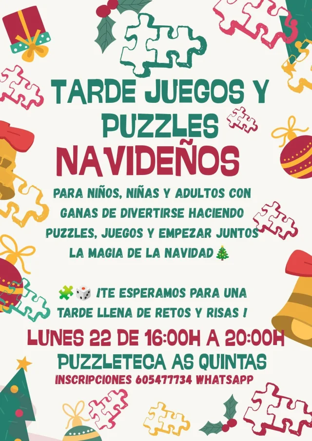 Tarde de juegos y puzzles navideños en la Puzzleteca de As Quintas