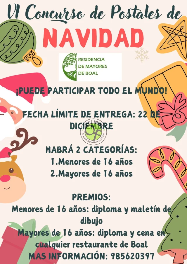 La Residencia de Mayores de Boal organiza su VI Concurso de Postales de Navidad