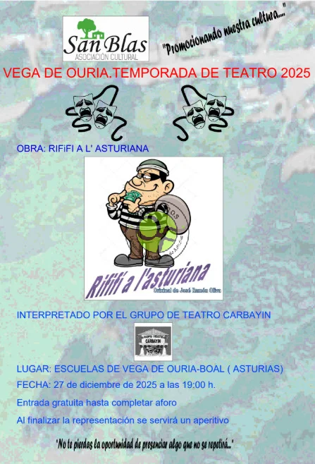 Tarde de teatro en Vega de Ouria con Teatro Carbayín