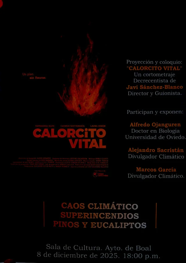 Cine y coloquio en Boal sobre el cambio climático y los superincendios