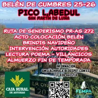 El Grupo de Montaña La Chiruca coloca su Belén de Cumbres en el Pico l´Abedul