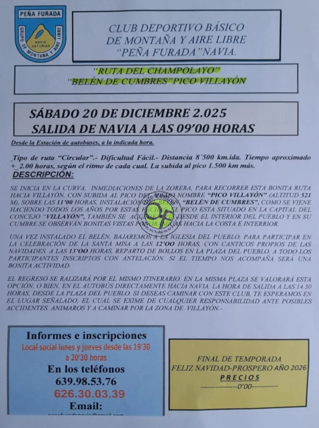 Los naviegos del Grupo de Montaña Peña Furada colocan su tradicional Belén de Cumbres en el Pico Villayón