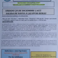 Los naviegos del Grupo de Montaña Peña Furada colocan su tradicional Belén de Cumbres en el Pico Villayón