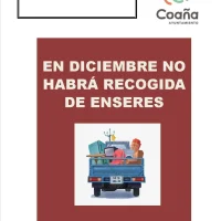 En diciembre no habrá recogida de enseres