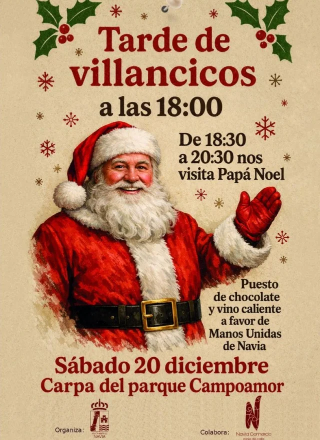 Papá Noel visita Navia al son de los villancicos