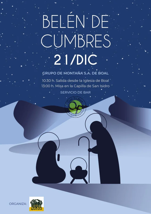 El Grupo de Montaña Sociedad Amigos de Boal coloca su tradicional Belén de Cumbres