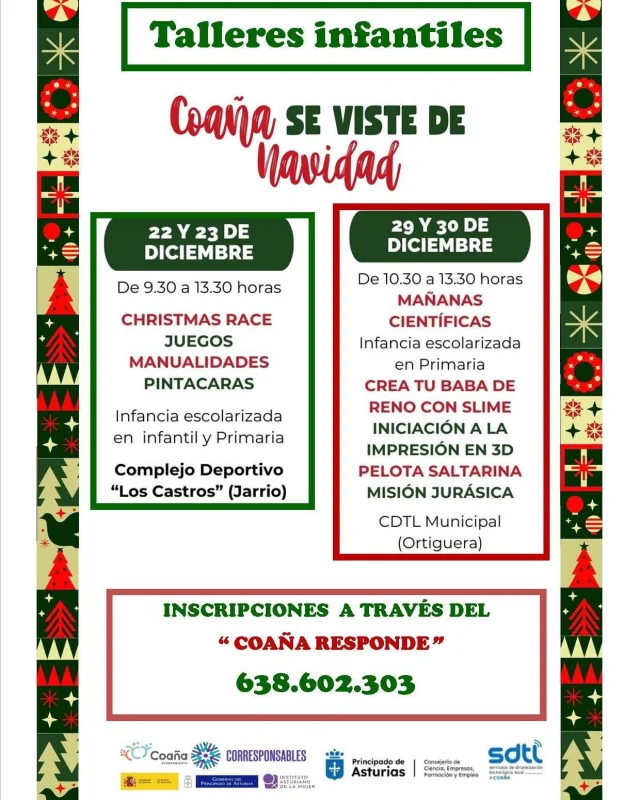 Coaña se viste de Navidad con estos talleres infantiles