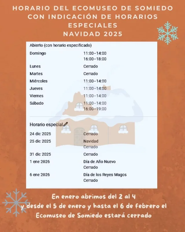 Horario de Navidad y periodo de cierre en el Ecomuseo de Somiedo