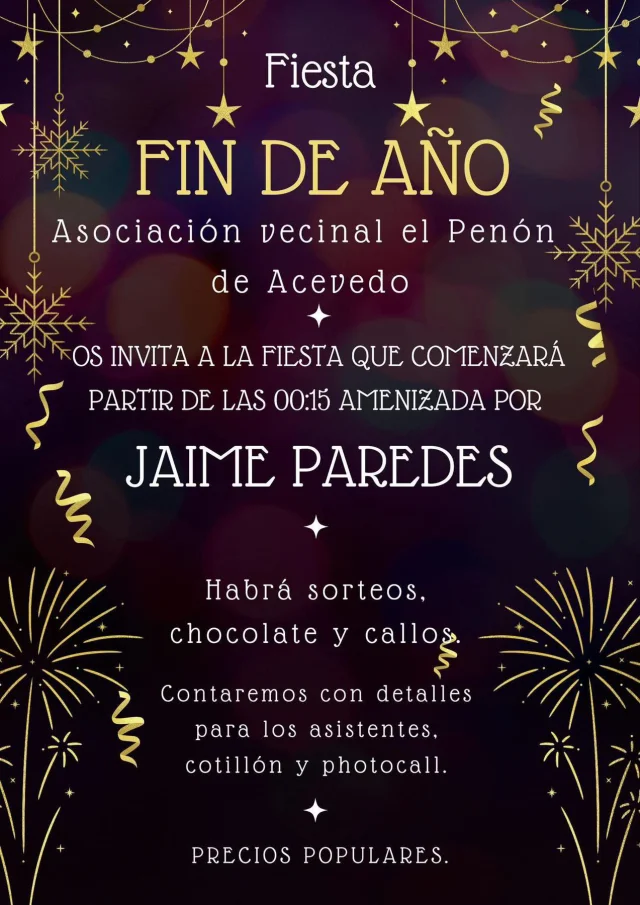 Fiesta de Nochevieja 2025 en Acevedo
