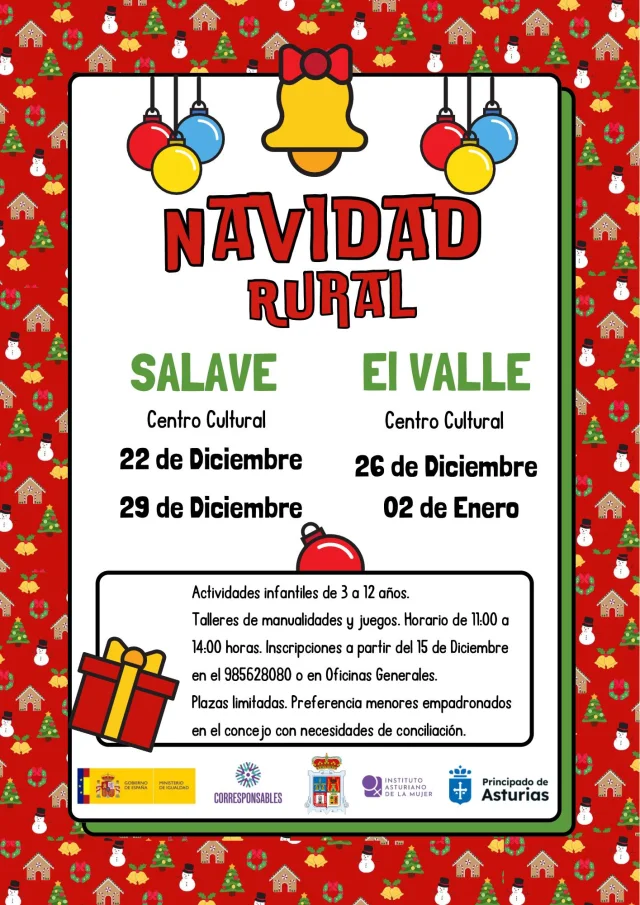 Talleres infantiles navideños en Salave y El Valle
