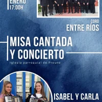 Misa cantada y concierto en Presno de la Coral Entre Ríos y las acordeonistas Isabel y Carla
