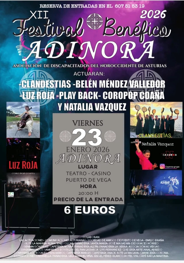 Festival Benéfico Adinora 2026 en Puerto de Vega