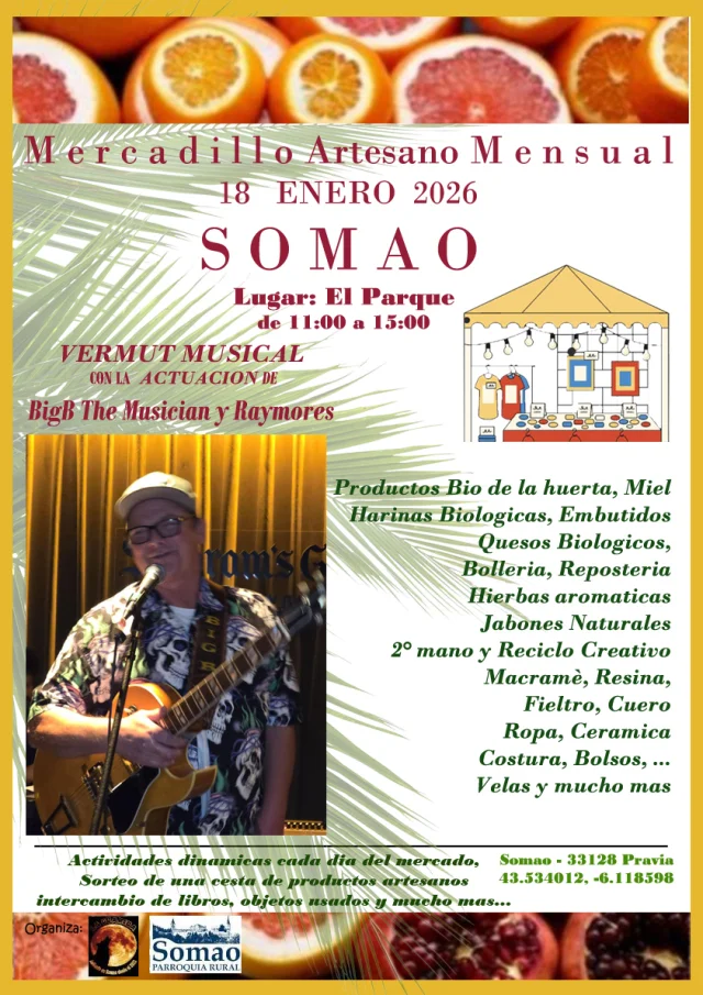 El Mercadillo Artesano Mensual de Somao estrena 2026 el domingo 18 de enero