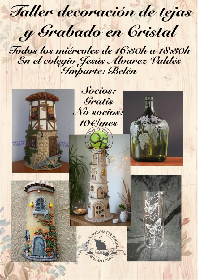 Taller de decoración de tejas y grabado en cristal en A Caridá