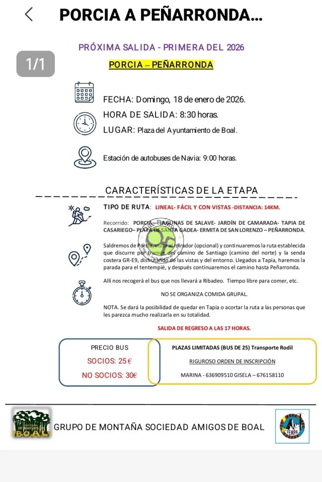 Grupo de Montaña Sociedad Amigos de Boal: Ruta Porcía-Peñarronda