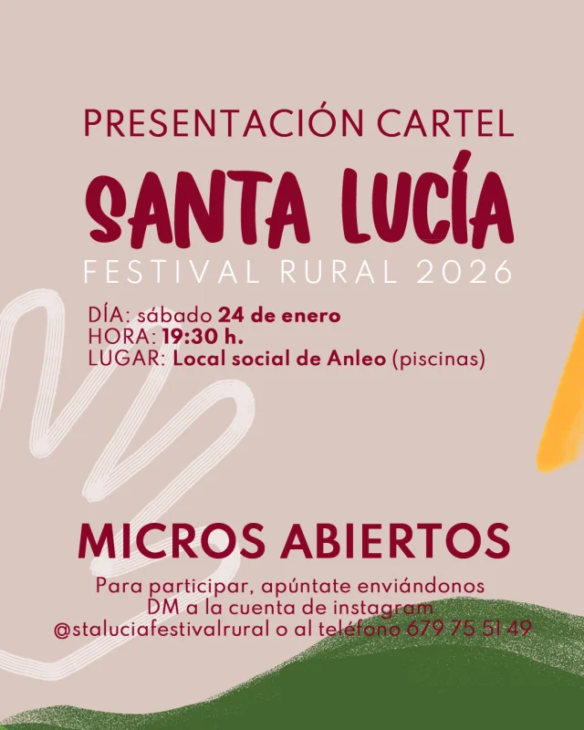 Anleo desvela el cartel de su Santa Lucía Festival Rural 2026