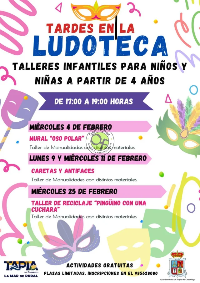 Tardes en la Ludoteca de Tapia: mes de febrero