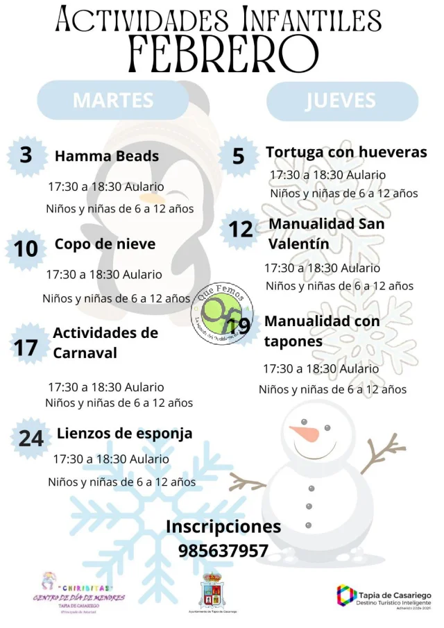 Febrero llega cargado de actividad para los tapiegos más menudos