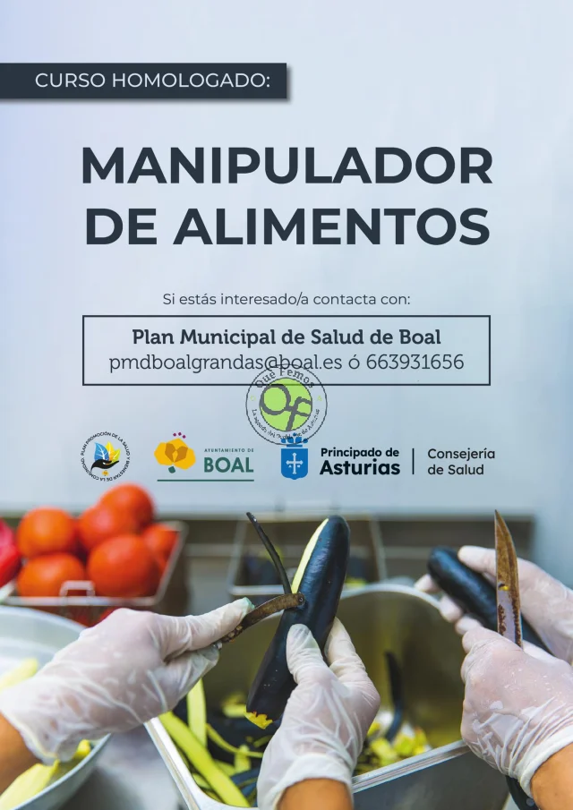 Abierto el plazo para inscribirse en el Curso de manipulador de alimentos 
