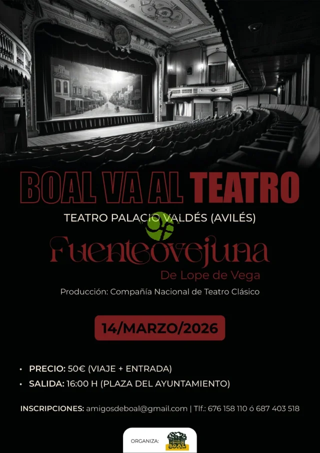 Boal visita el Teatro Palacio Valdés de Avilés para disfrutar de uno de los grandes clásicos de la literatura española 