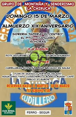 El Grupo de Montaña La Chiruca celebra su asamblea general y una gran comida para conmemorar su XIX Aniversario