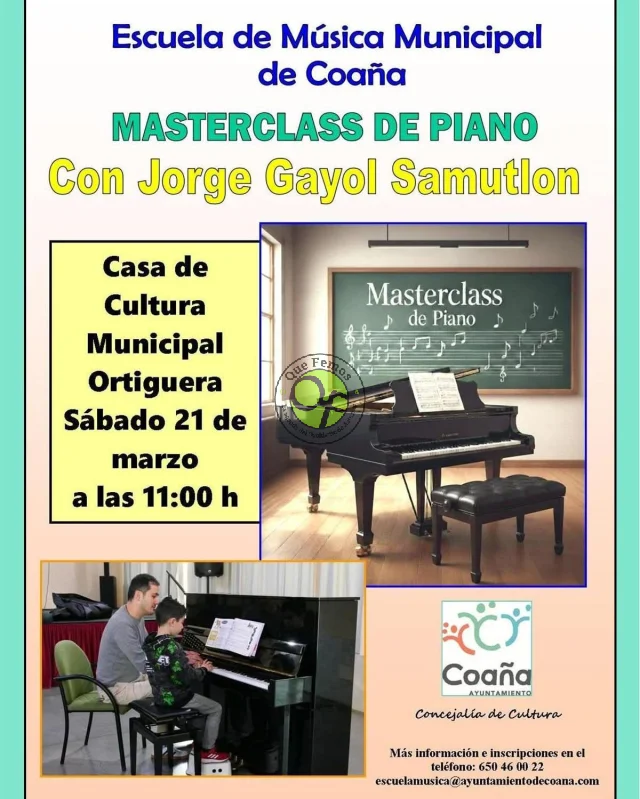 La Casa de Cultura de Coaña acoge una masterclass de piano de Jorge Gayol Samutlon