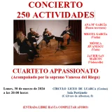 La Asociación Cívico-Cultural Viento del Norte suma ya 250 actividades y lo celebra con el concierto de Cuarteto Appassionato