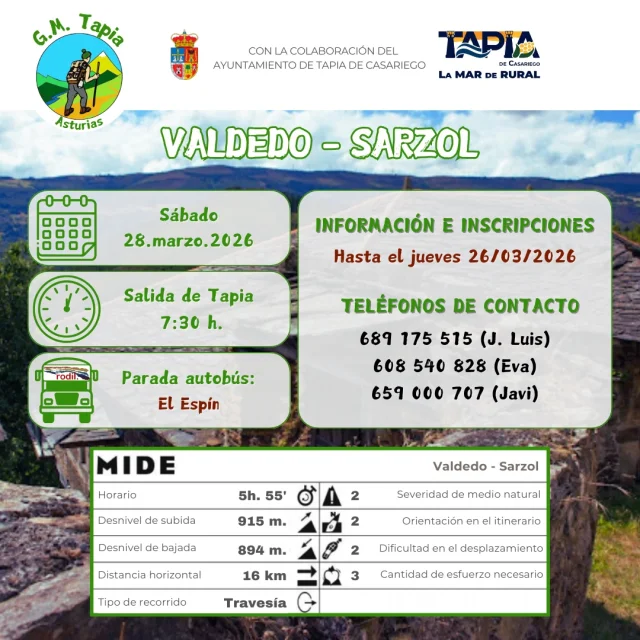 El Grupo de Montaña de Tapia se va de ruta y de cena en la misma jornada