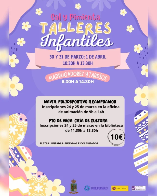 Talleres infantiles Sal y Pimimenta en Navia y Puerto de Vega durante Semana Santa