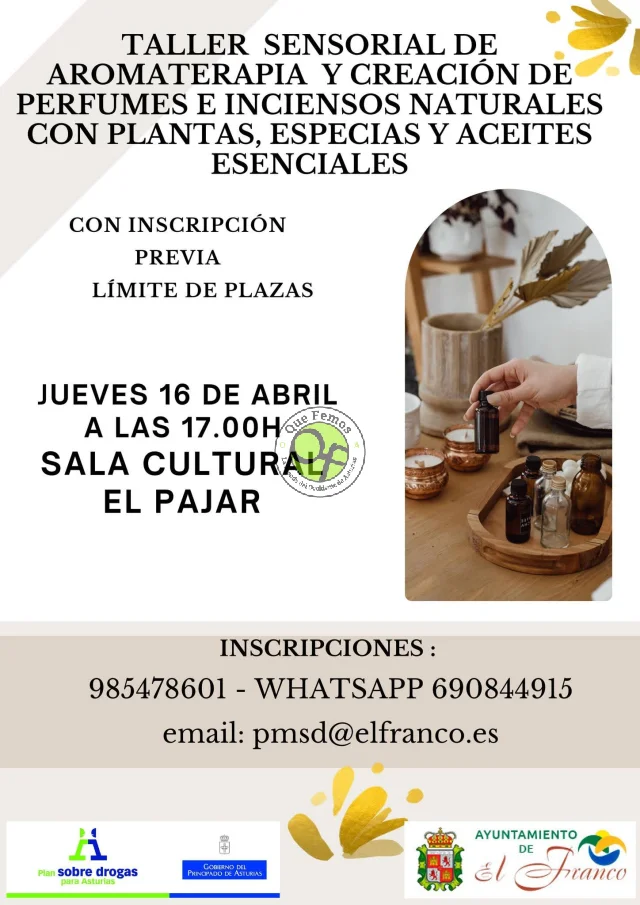 Taller sensorial de aromaterapia y creación de perfumes e inciensos naturales con plantas, especias y aceites esenciales, en A Caridá