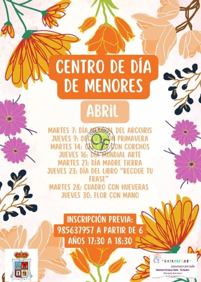  Centro de Día de Menores de Tapia de Casariego: mes de abril