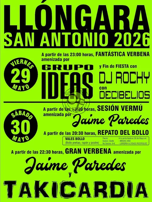 Fiestas de San Antonio 2026 en Llóngara