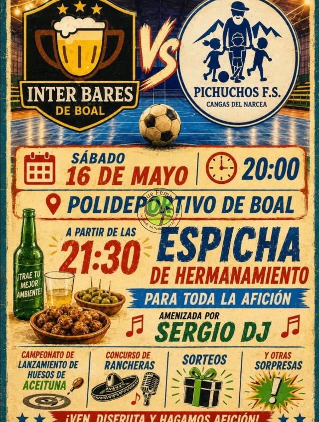 El Inter Bares de Boal celebra una espicha de hermanamiento tras enfrentarse a los cangueses del Pichuchos F.S.