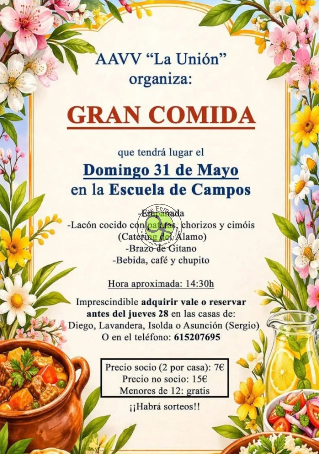 La AAVV La Unión organiza una comida en la Escuela de Campos