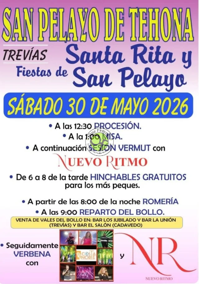 Fiestas de Santa Rita y San Pelayo 2026 en San Pelayo de Tehona