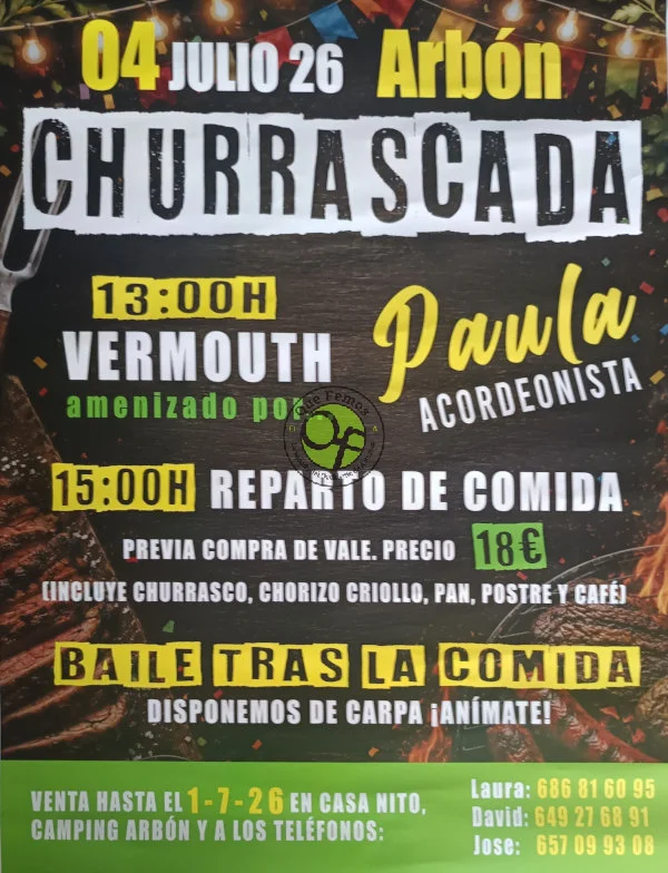 Churrascada en Arbón 2026