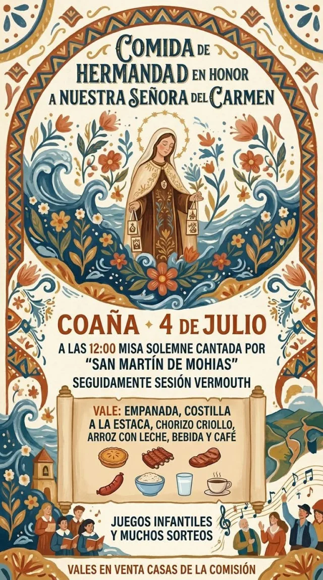 Comida de Hermandad del Carmen 2026 en Coaña