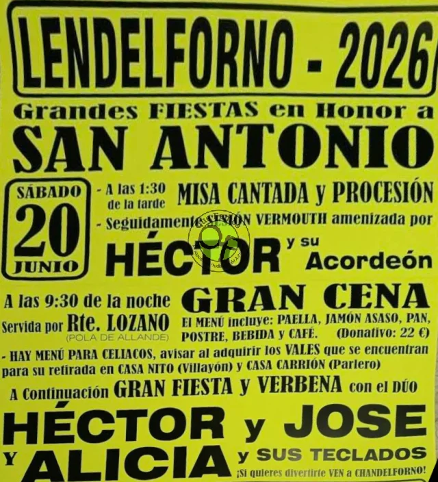 Fiestas de San Antonio 2026 en Lendelforno