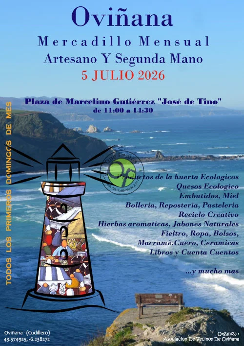Mercadillo Mensual Artesano y de Segunda Mano de Oviñana: julio 2026