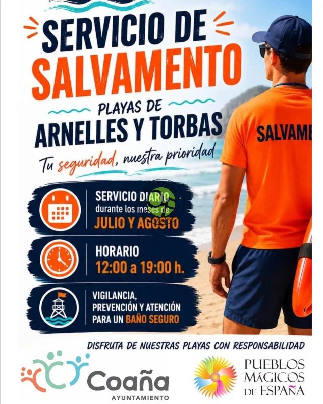 Este será el horario de salvamento en las playas coañesas de Torbas y Arnelles durante este verano