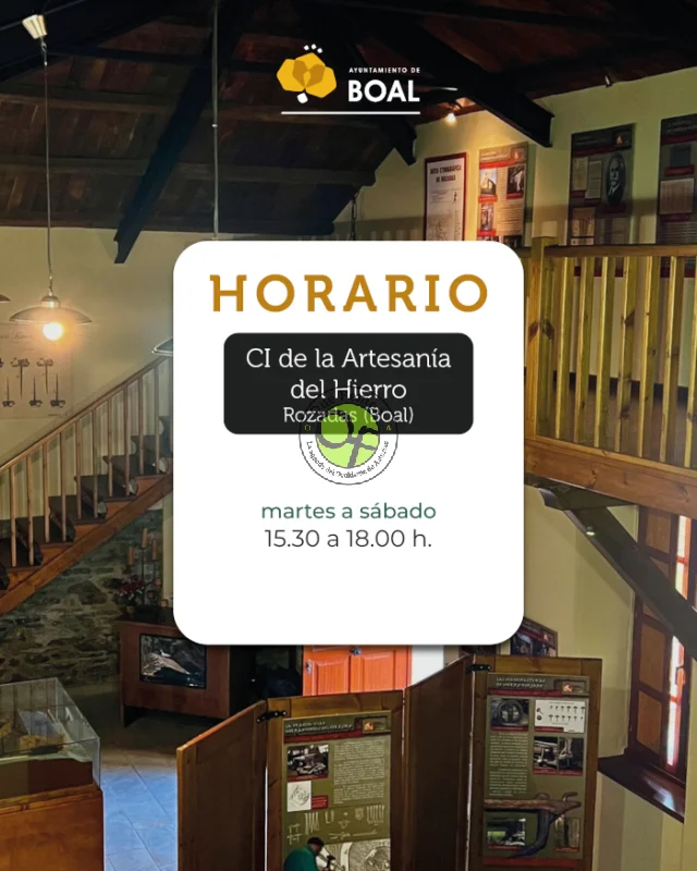 Horario de verano del Centro de Interpretación de la Artesanía del Hierro en Rozadas
