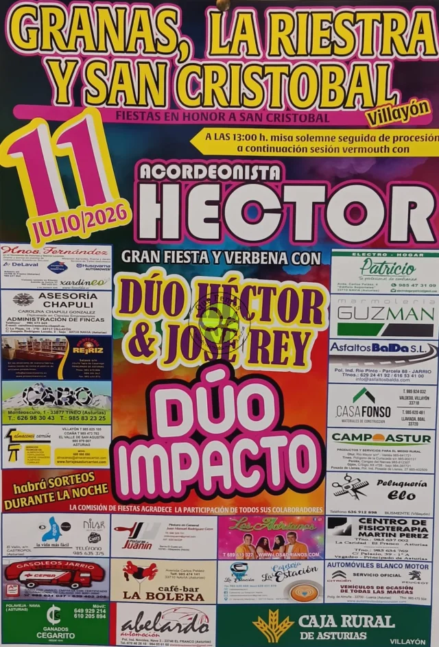 Fiestas de San Cristóbal 2026 en Granas, La Riestra y San Cristóbal