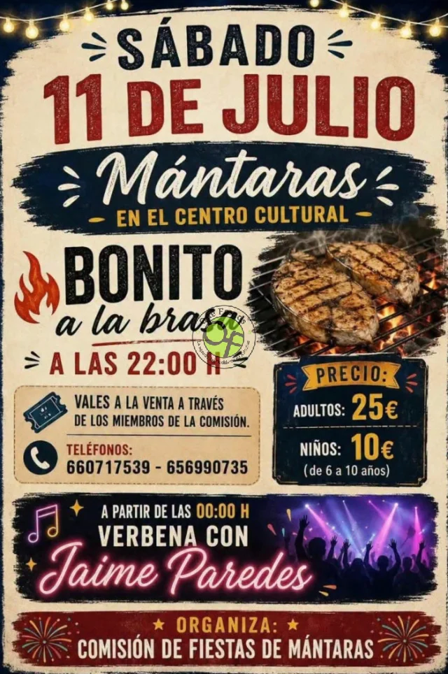 En Mántaras celebrarán con bonito a la brasa esta cena con baile