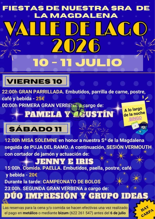 Fiestas de la Magdalena 2026 en Valle de Lago