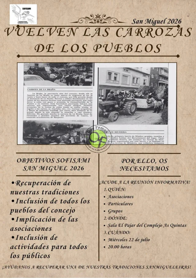 Desde SOFISAMI luchan por que Las Carrozas de los Pueblos vuelvan a recorrer El Franco