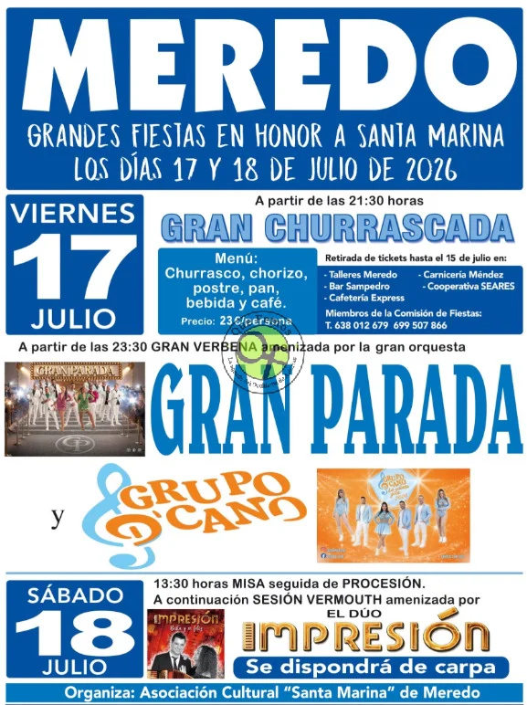 Fiestas de Santa Marina 2026 en Meredo