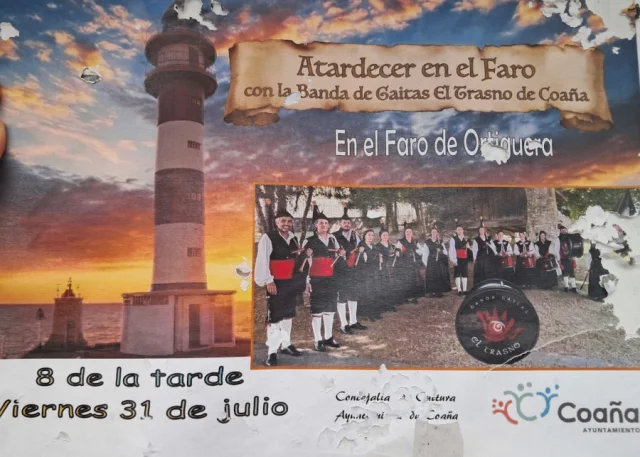 La Banda de Gaitas El Trasno de Coaña ofrecerá un maravilloso concierto al Atardecer en el Faro de Ortiguera