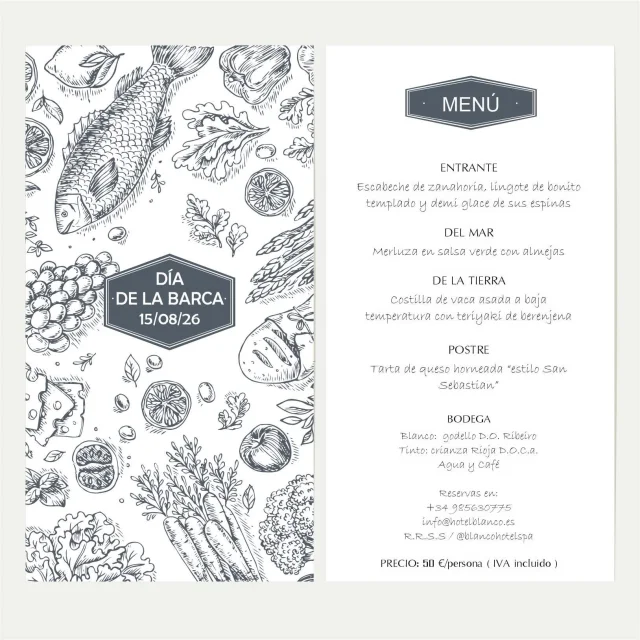 Menú del Día de la Barca 2026 en Hotel Spa Blanco