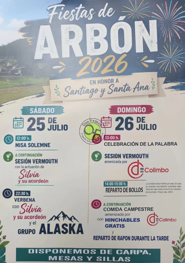 Fiestas de Santiago y Santa Ana 2026 en Arbón
