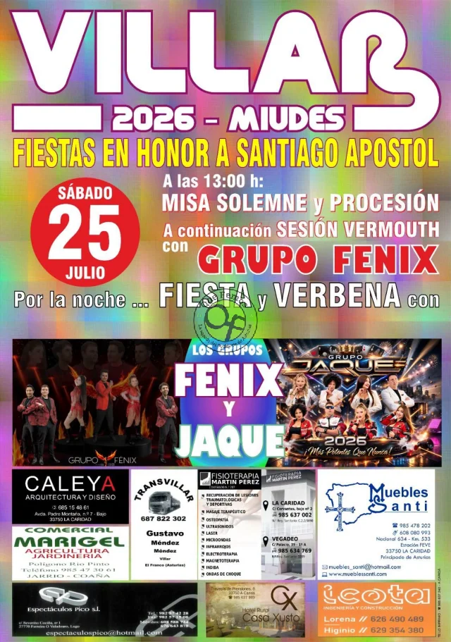 Fiestas de Santiago Apóstol 2026 en Villar de Miudes
